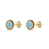 Minimalist 6.8mm Lab Created Opal Bali Stud Earring  925 Sterling Silver