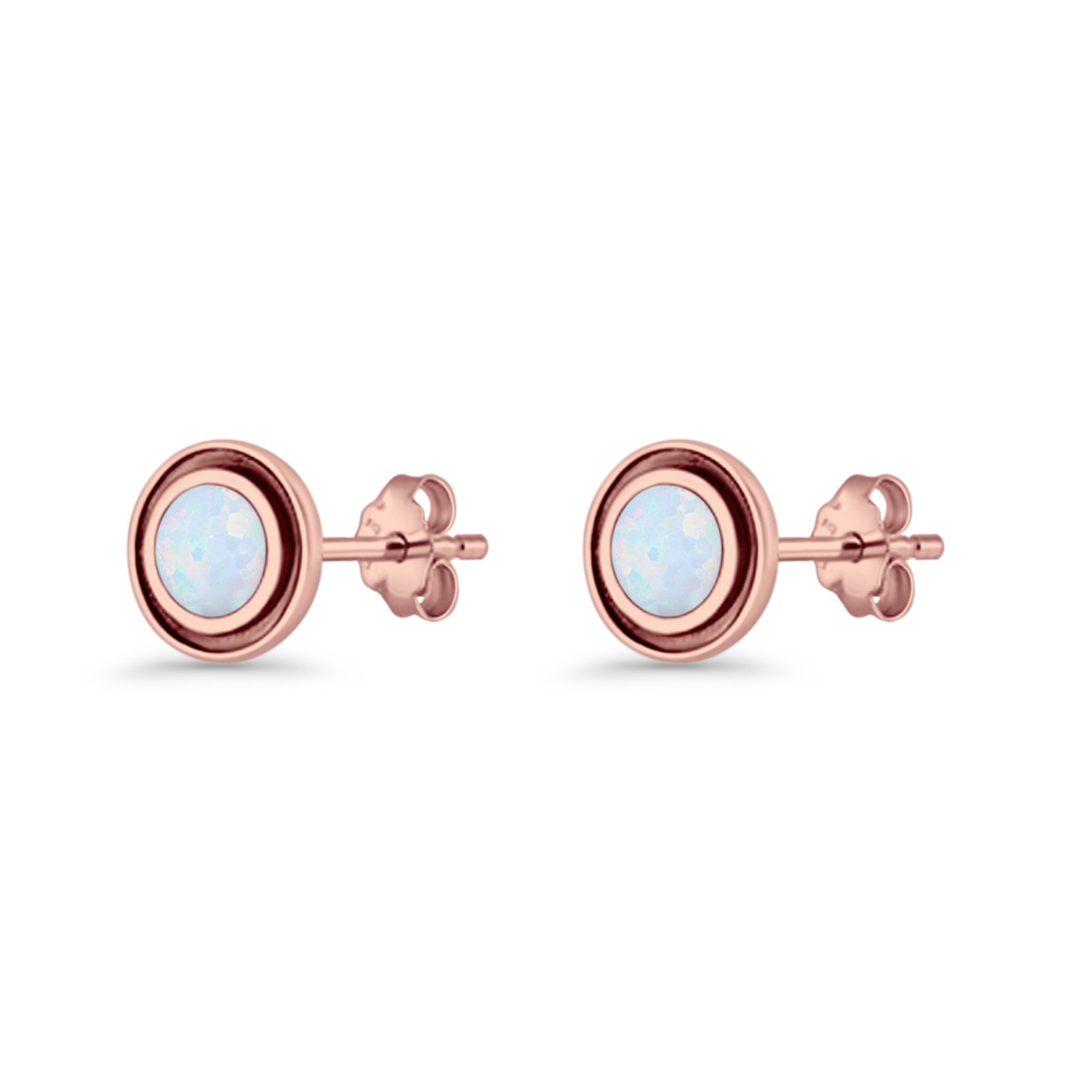 Minimalist 6.8mm Lab Created Opal Bali Stud Earring  925 Sterling Silver