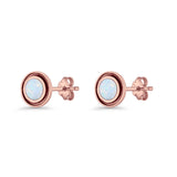 Minimalist 6.8mm Lab Created Opal Bali Stud Earring  925 Sterling Silver