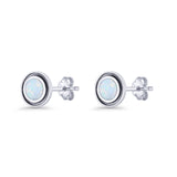 Minimalist 6.8mm Lab Created Opal Bali Stud Earring  925 Sterling Silver