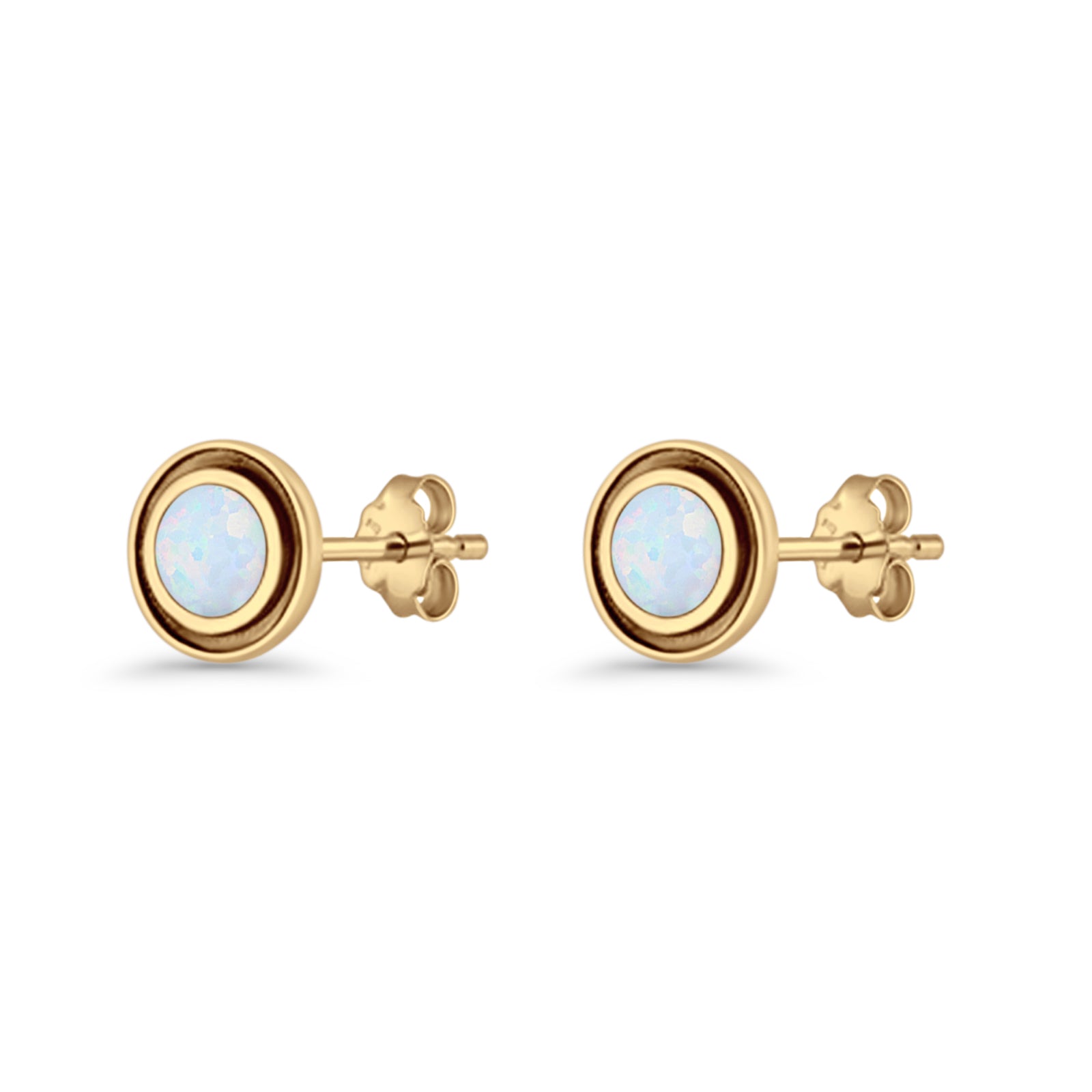 Minimalist 6.8mm Lab Created Opal Bali Stud Earring  925 Sterling Silver