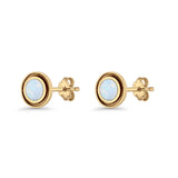 Minimalist 6.8mm Lab Created Opal Bali Stud Earring  925 Sterling Silver