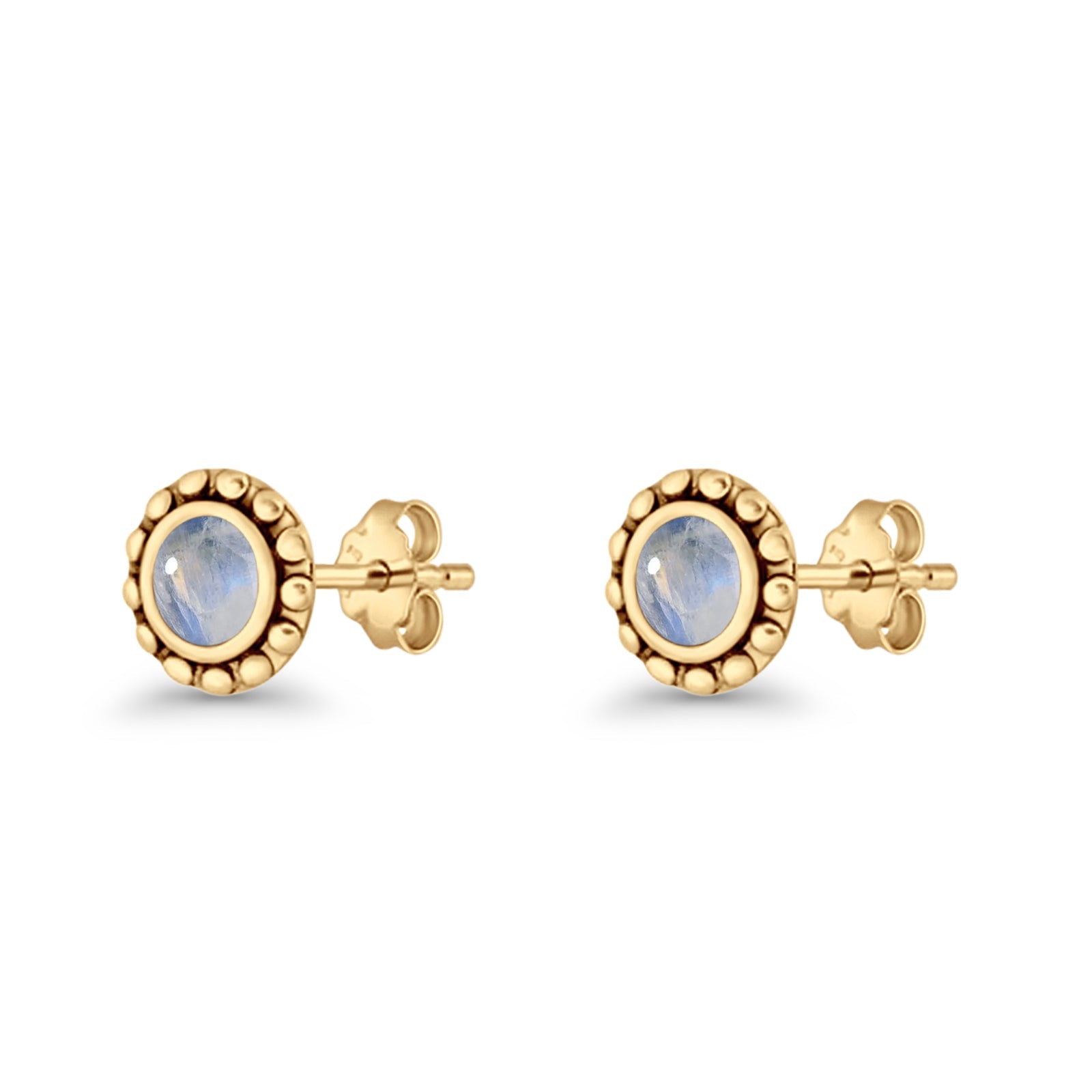 Round Beaded 7.2mm Lab Created Opal Stud Earring Oxidized 925 Sterling Silver