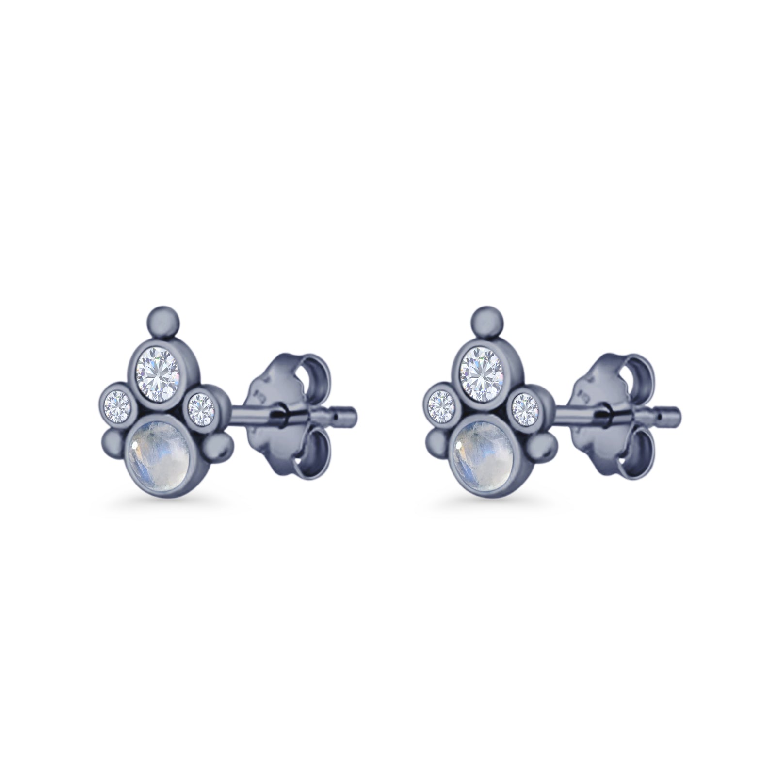 Paw Print Stud Earring Lab Created Opal & Cubic Zirconia 925 Sterling Silver