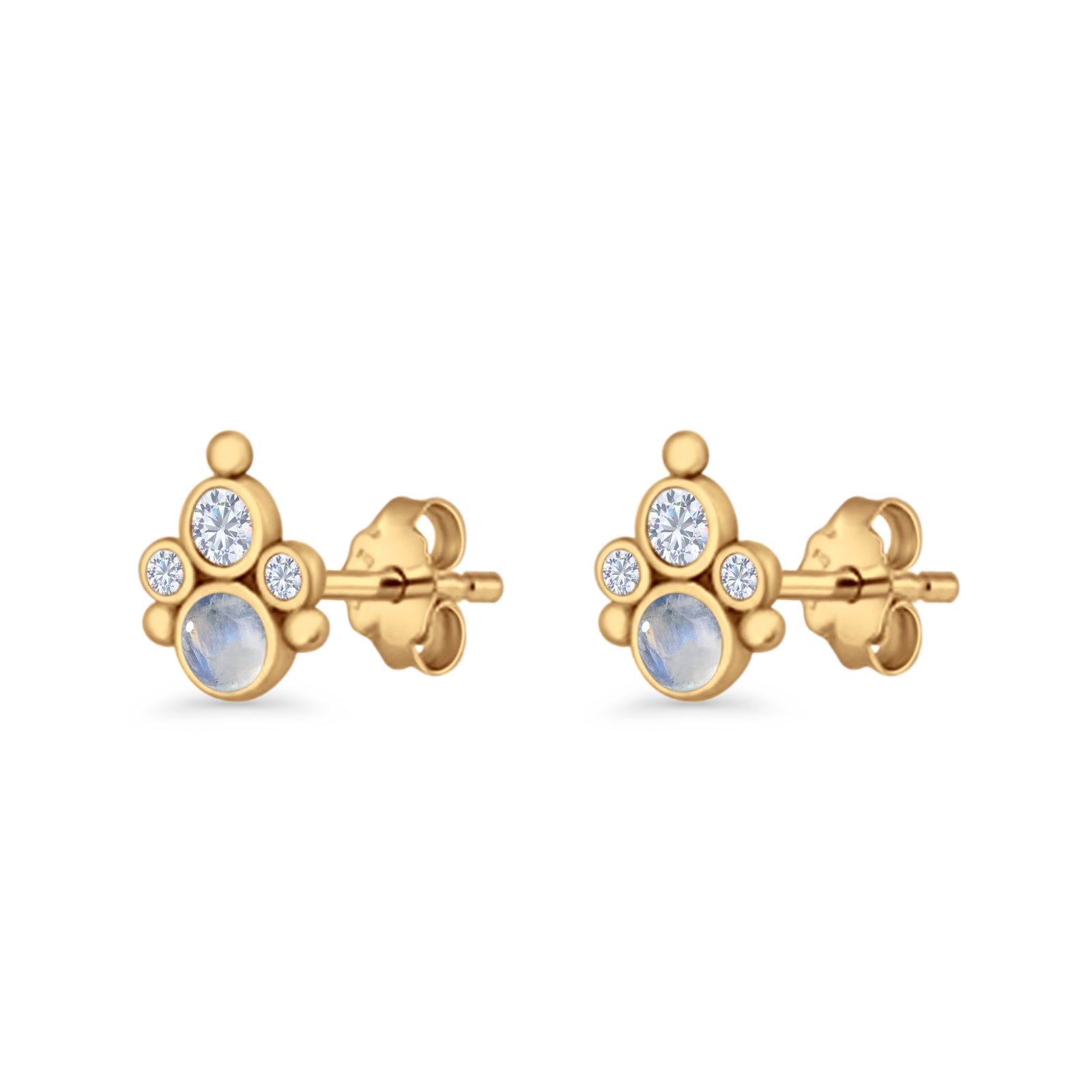 Paw Print Stud Earring Lab Created Opal & Cubic Zirconia 925 Sterling Silver