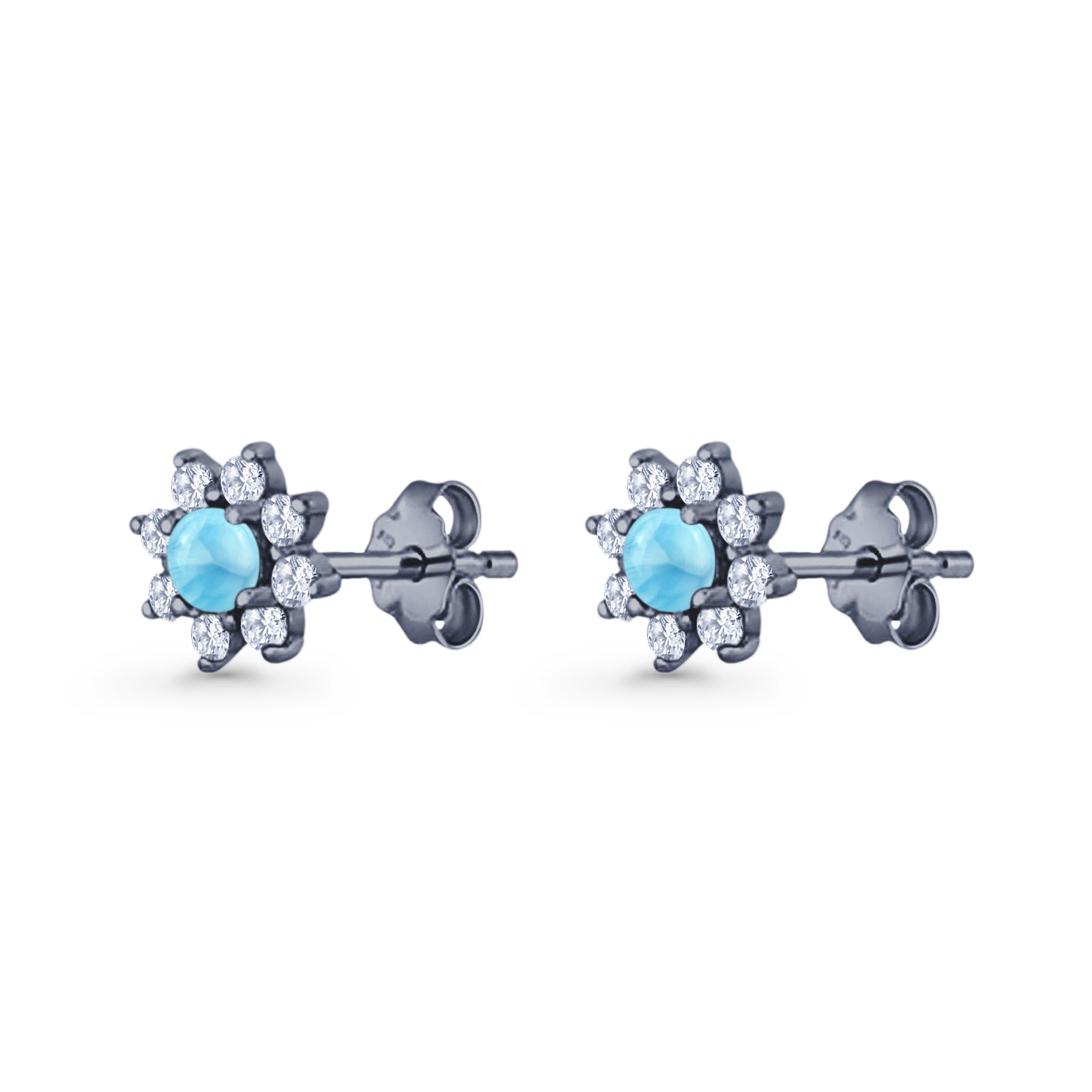 Flower Stud Earring Lab Created Opal & Cubic Zirconia 925 Sterling Silver