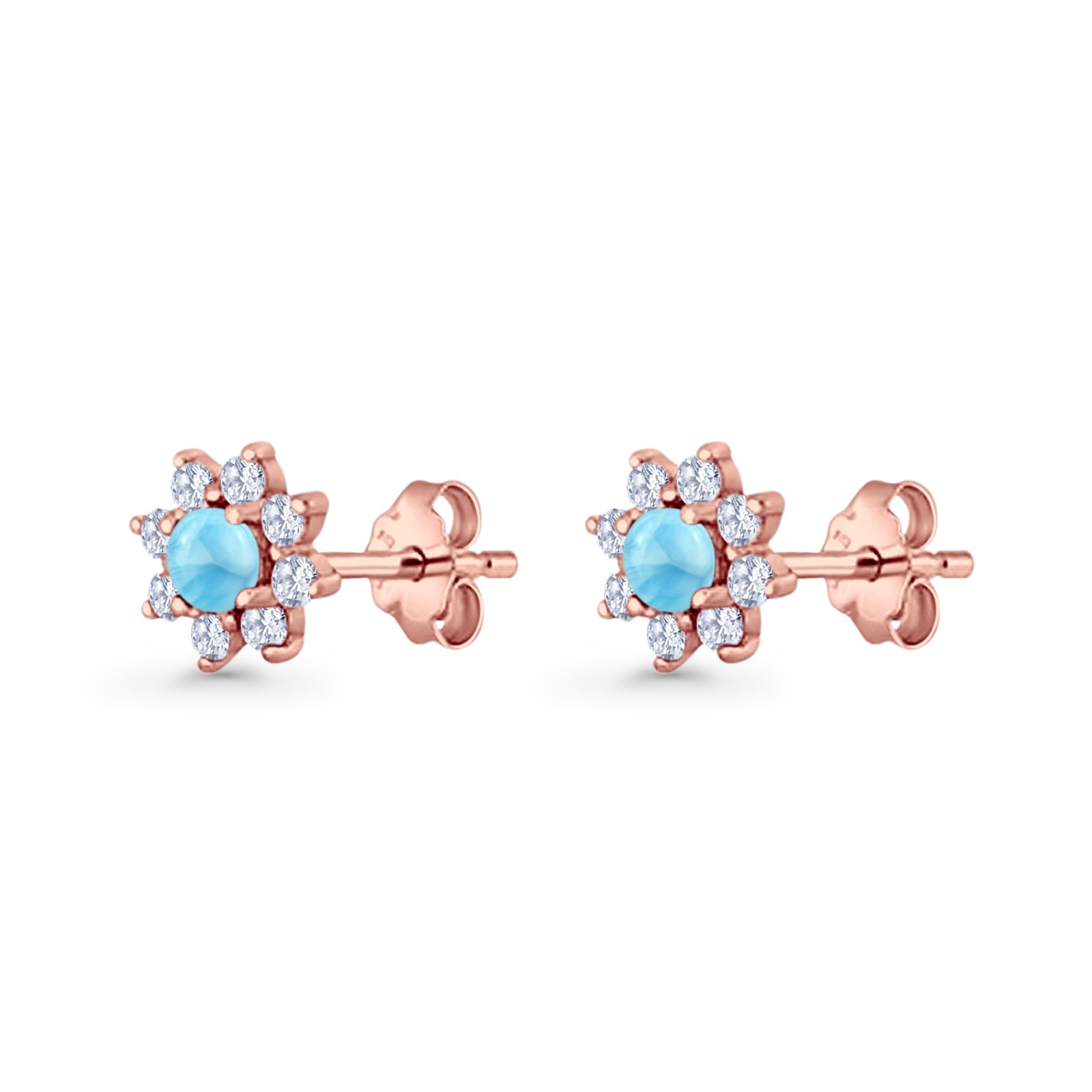 Flower Stud Earring Lab Created Opal & Cubic Zirconia 925 Sterling Silver