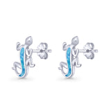 Lizard Stud Earring 13.7mm Lab Created Opal 925 Sterling Silver