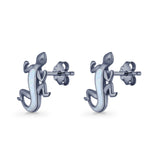 Lizard Stud Earring 13.7mm Lab Created Opal 925 Sterling Silver