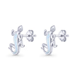 Lizard Stud Earring 13.7mm Lab Created Opal 925 Sterling Silver