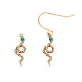 Round 16.1mm Lab Created Opal Oxidized Snake Fishhook Earring 925 Sterling Silver