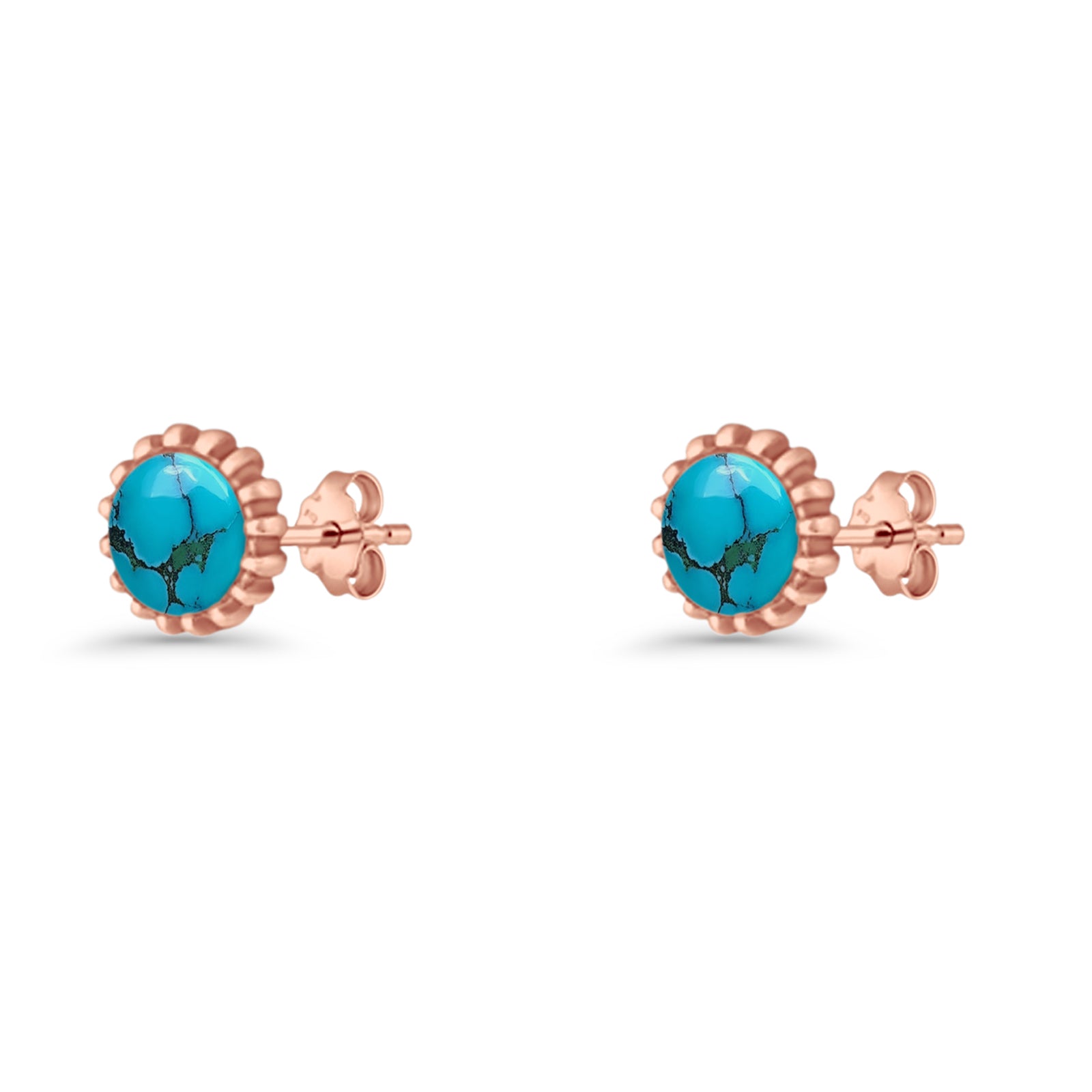Round 7.3mm Stud Earring Lab Created Opal Oxidized 925 Sterling Silver