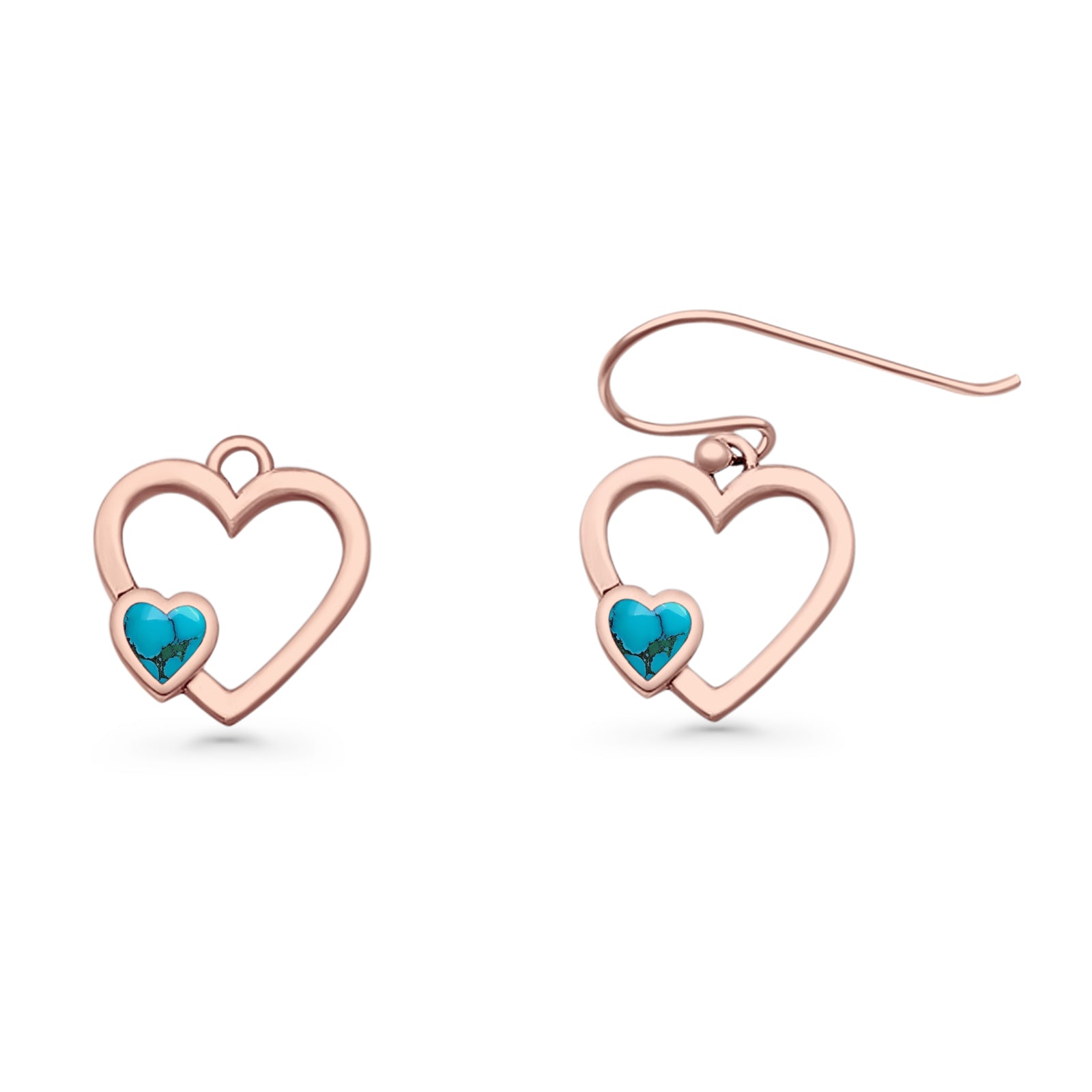Heart Fishhook Earrings 13.2mm Lab Created Opal Oxidized 925 Sterling Silver