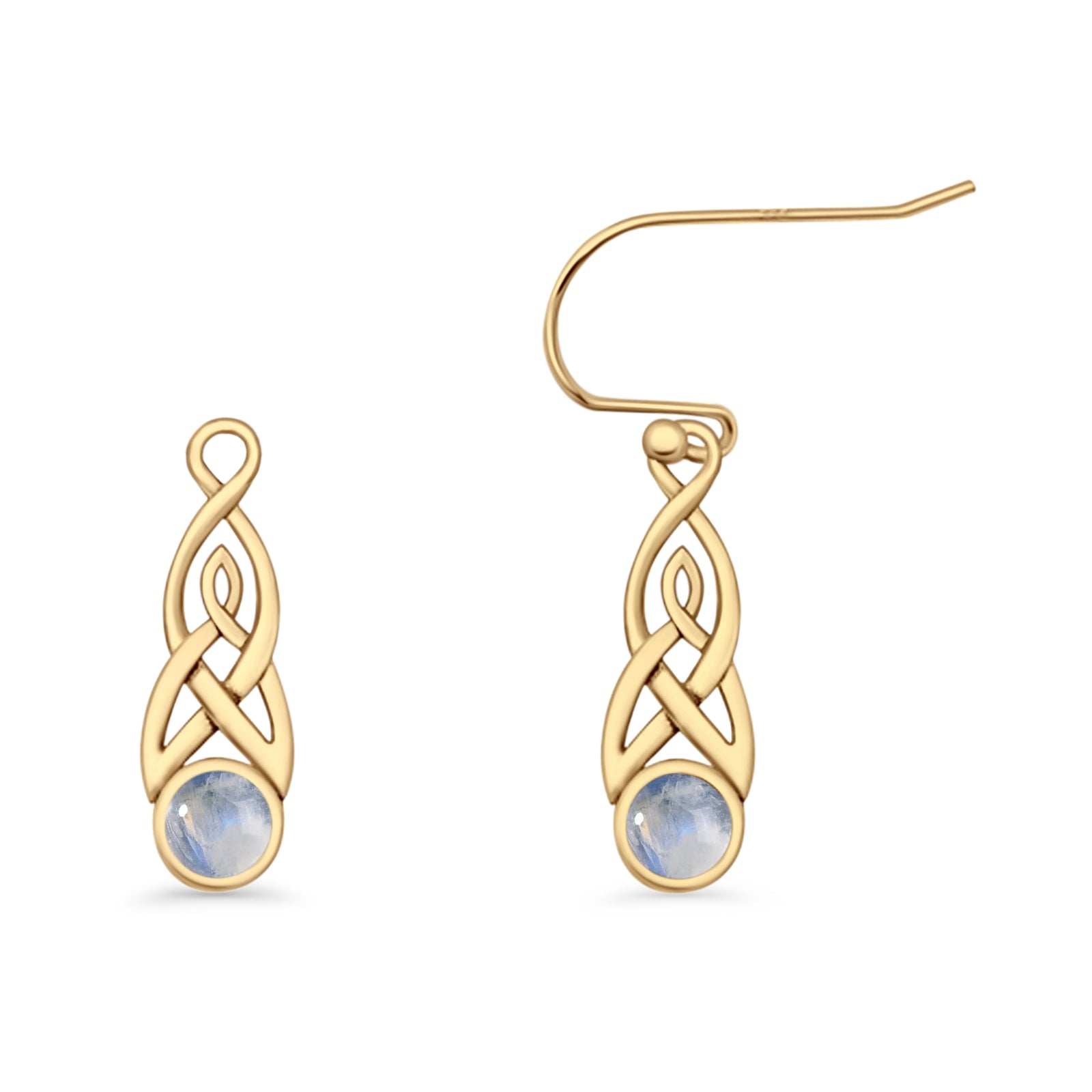 Round Lab Created Opal Trinity Dangle Fishhook Earring 925 Sterling Silver