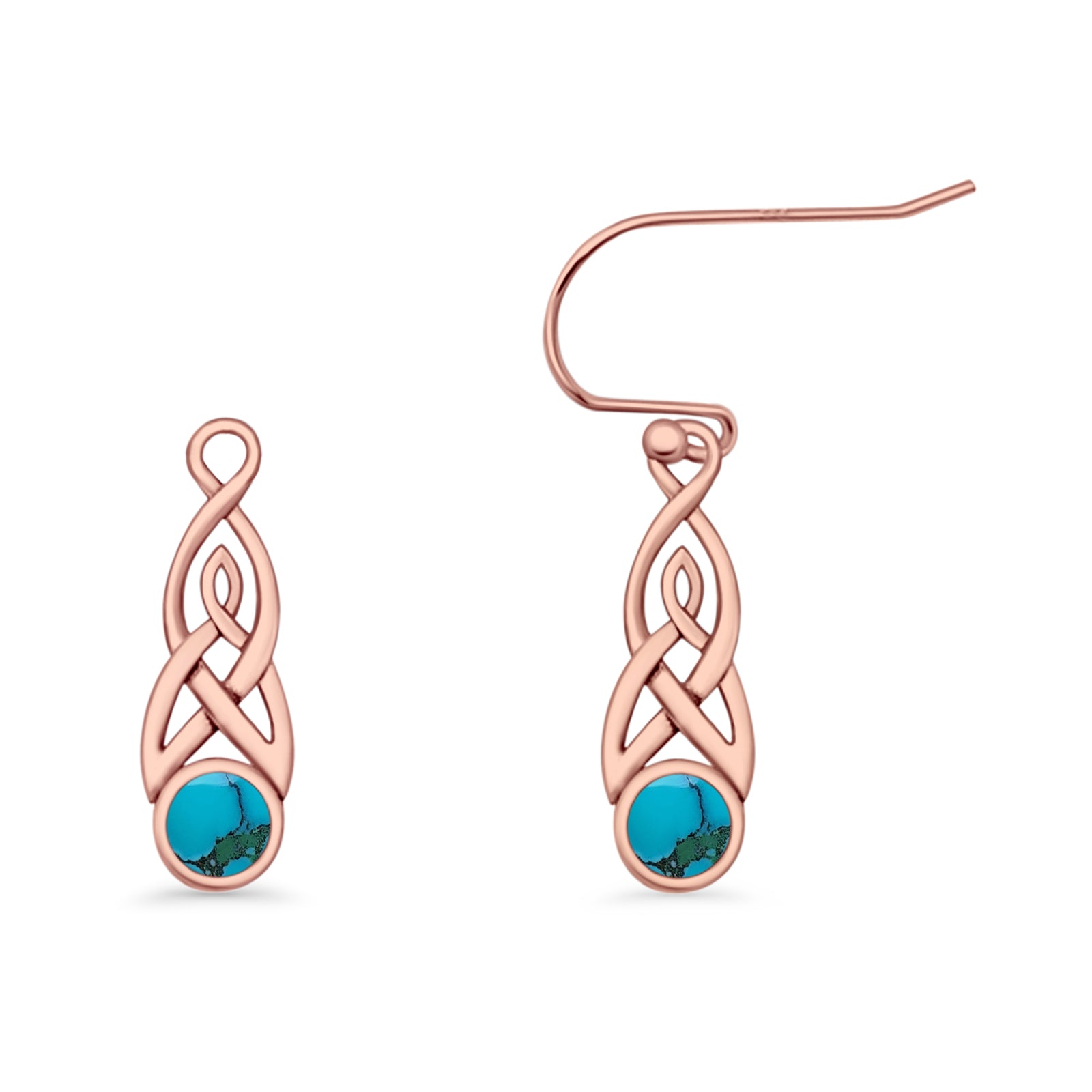 Round Lab Created Opal Trinity Dangle Fishhook Earring 925 Sterling Silver