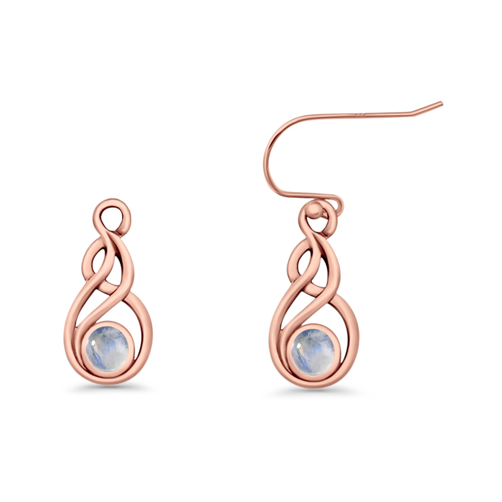 Round 21.5mm Twisted Loop Drop Fishhook Earring Oxidized Lab Created Opal 925 Sterling Silver