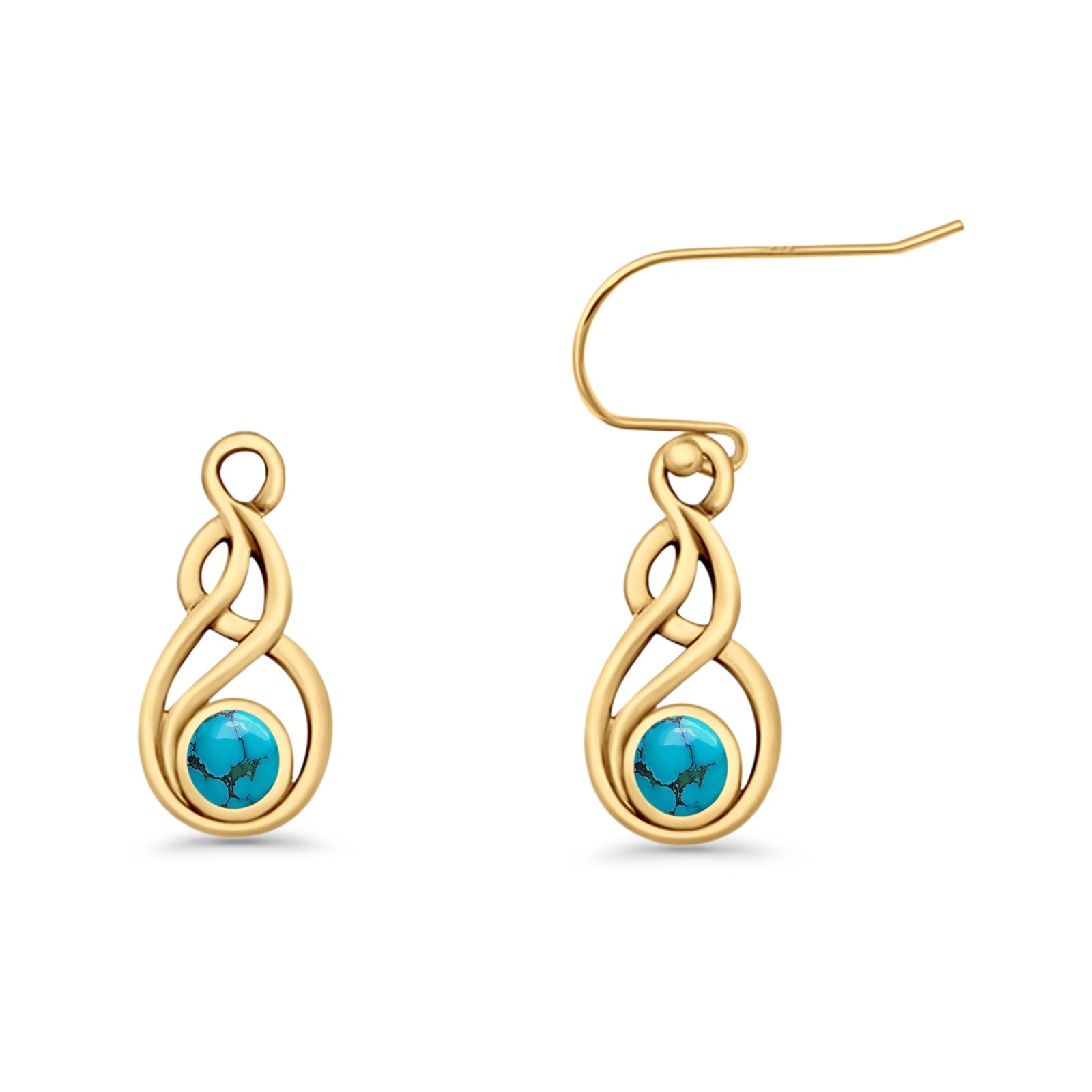 Round 21.5mm Twisted Loop Drop Fishhook Earring Oxidized Lab Created Opal 925 Sterling Silver