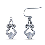 Oval Lab Created Opal 22.6mm Scroll Fishhook Earring 925 Sterling Silver