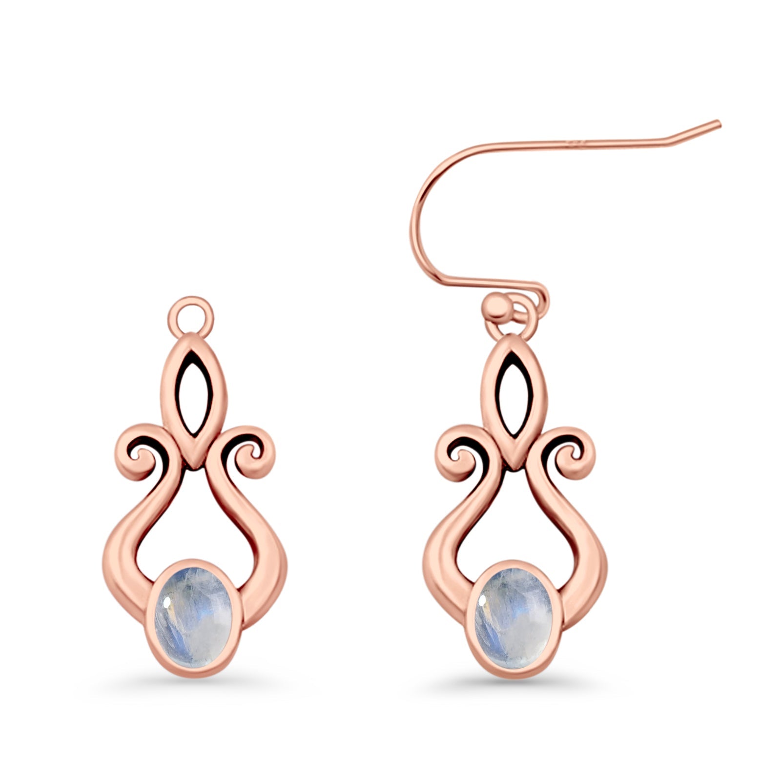 Oval Lab Created Opal 22.6mm Scroll Fishhook Earring 925 Sterling Silver