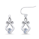 Oval Lab Created Opal 22.6mm Scroll Fishhook Earring 925 Sterling Silver