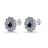 Flower Beaded 15.6mm Created Opal Stud Earring 925 Sterling Silver