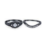 Two Piece Round Natural Stone Bridal Ring