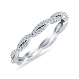 Full Eternity Twisted Ring Cubic Zirconia 925 Sterling Silver