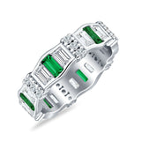Minimalist 5.4mm Full Eternity Band Baguette Cubic Zirconia Ring 925 Sterling Silver