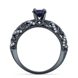 Art Deco Round Natural Stone Filigree Ring
