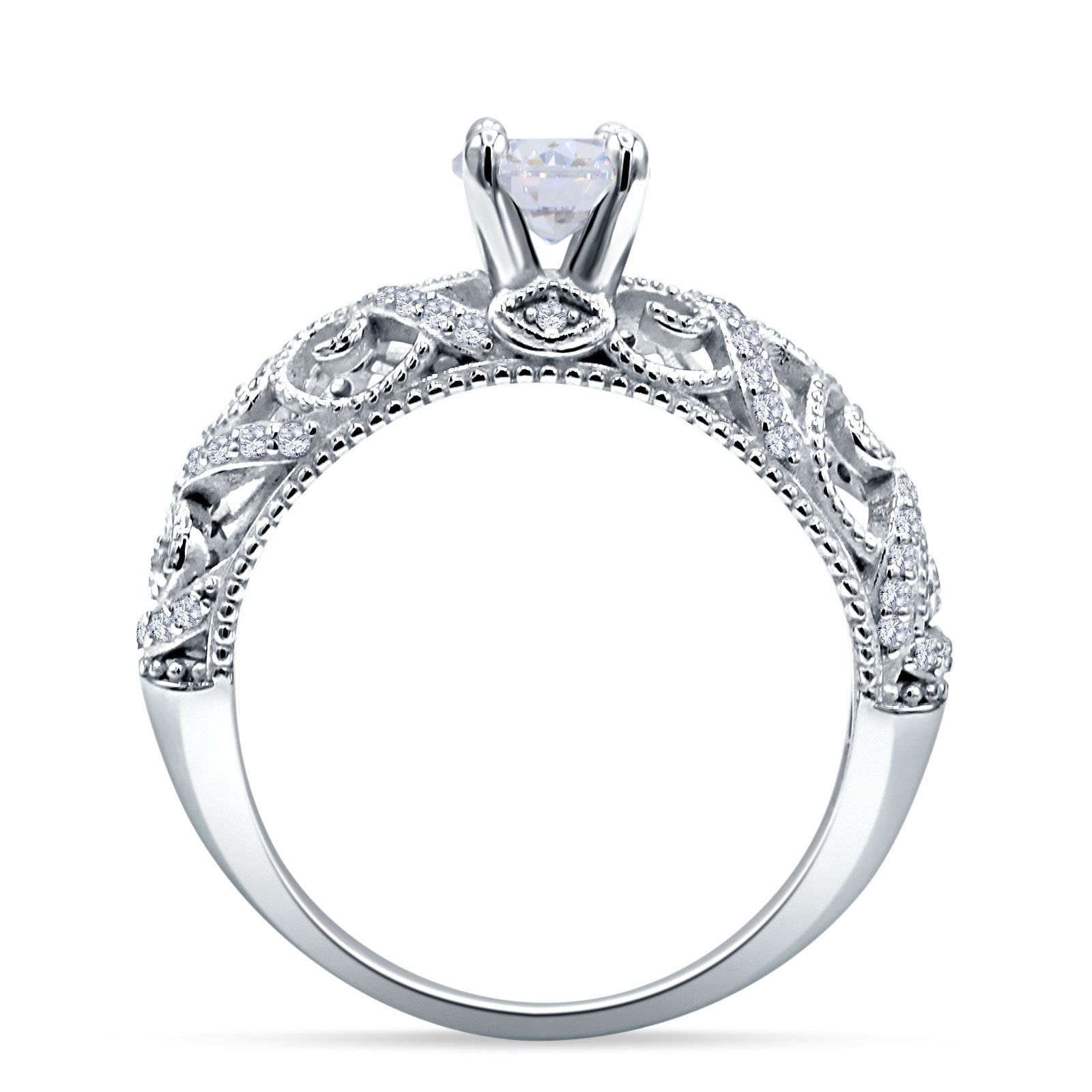 Art Deco Round Natural Stone Filigree Ring