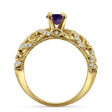 Art Deco Round Natural Stone Filigree Ring
