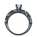 Art Deco Round Natural Stone Filigree Ring