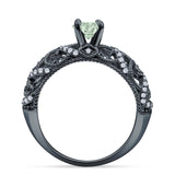 Art Deco Round Natural Stone Filigree Ring