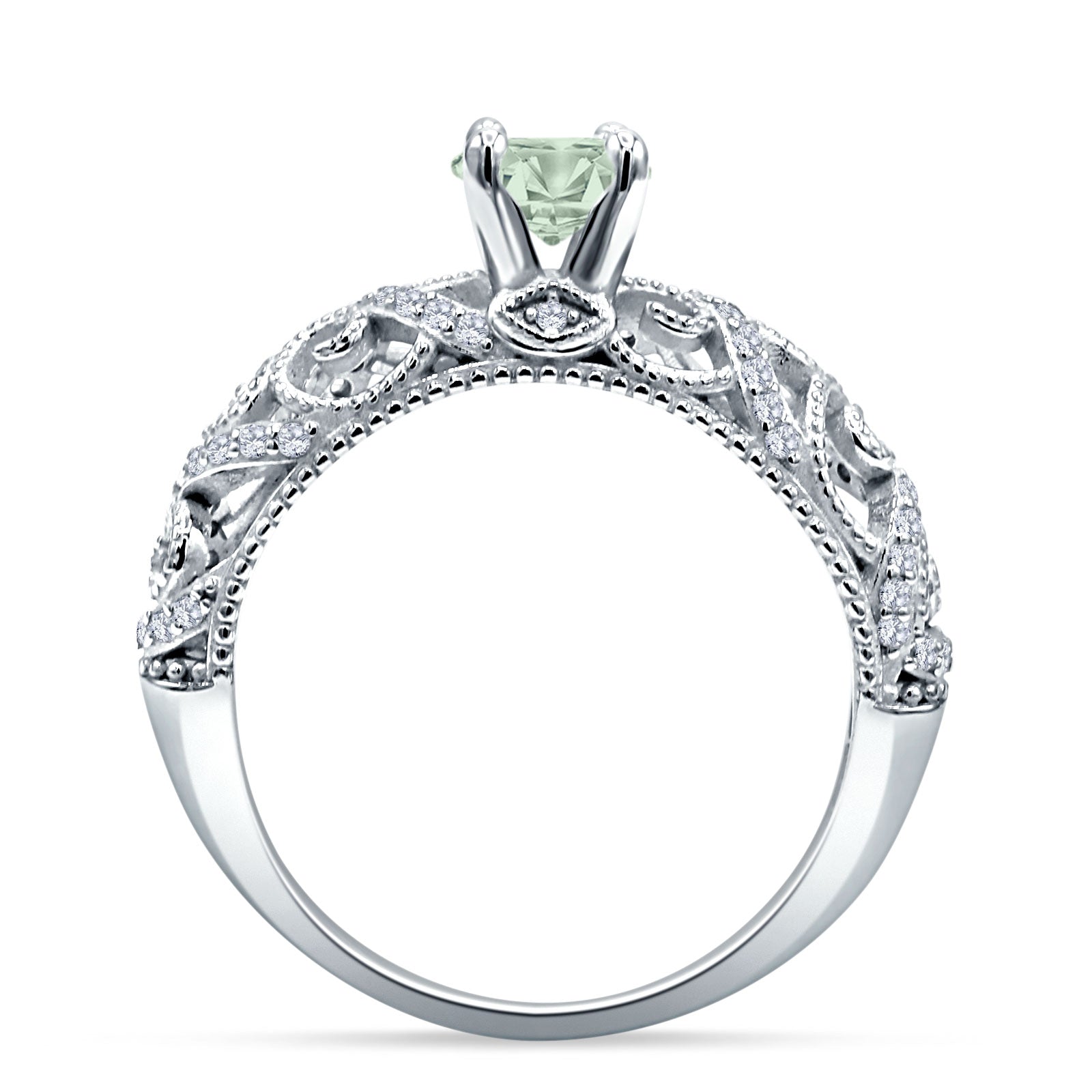 Art Deco Round Natural Stone Filigree Ring