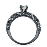 Art Deco Round Natural Stone Filigree Ring