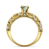 Art Deco Round Natural Stone Filigree Ring