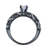 Art Deco Round Natural Stone Filigree Ring