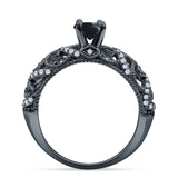 Art Deco Round Natural Stone Filigree Ring