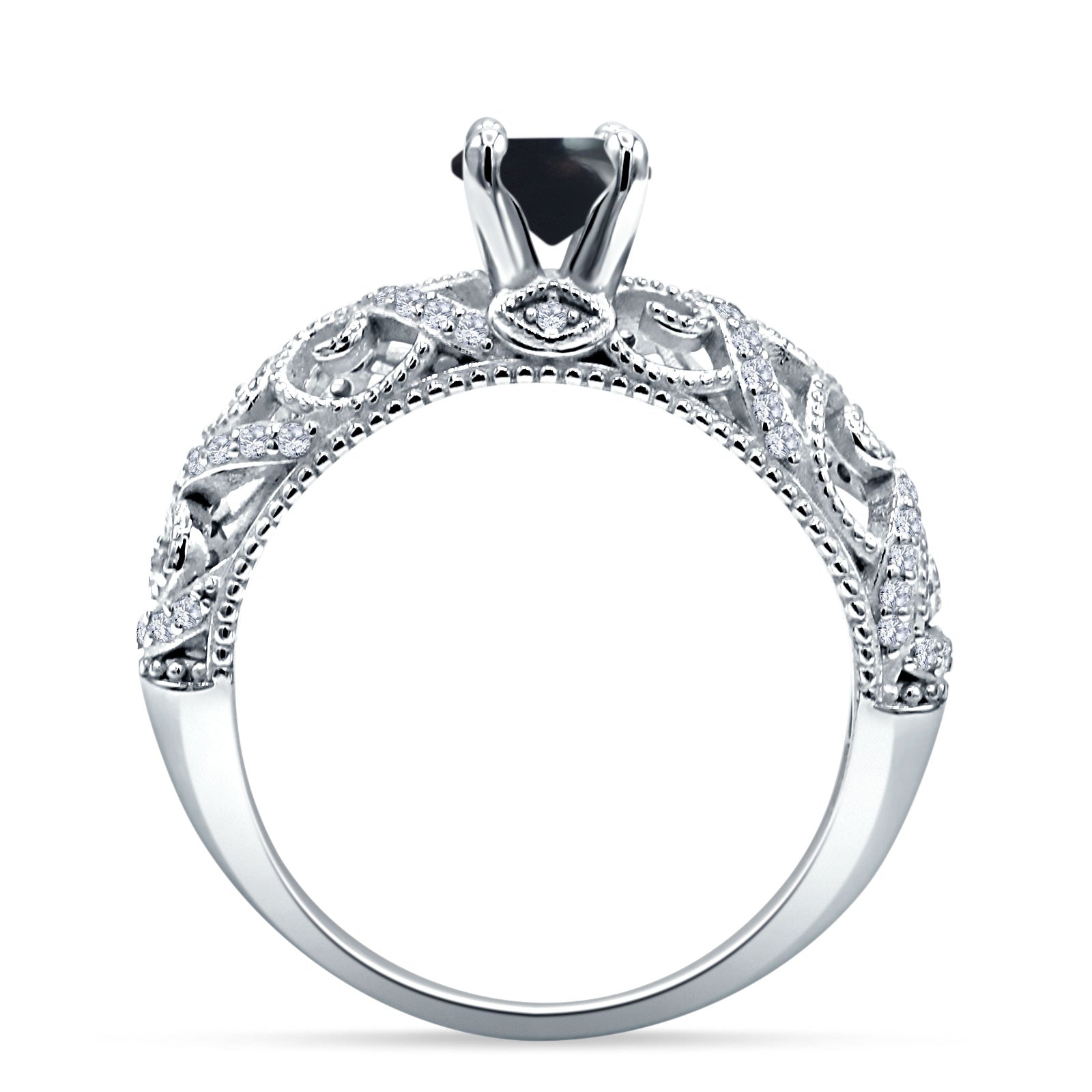 Art Deco Round Natural Stone Filigree Ring