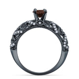 Art Deco Round Natural Stone Filigree Ring