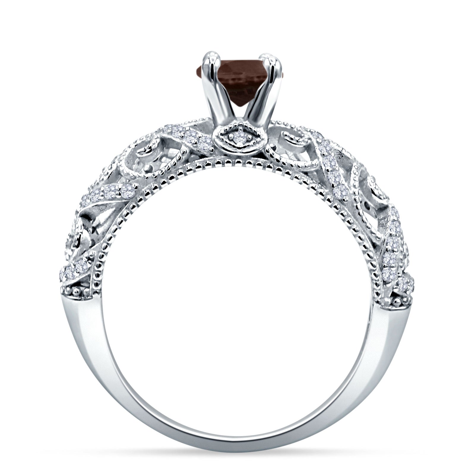 Art Deco Round Natural Stone Filigree Ring
