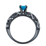 Art Deco Round Natural Stone Filigree Ring