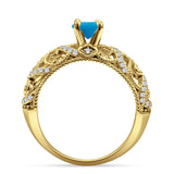 Art Deco Round Natural Stone Filigree Ring