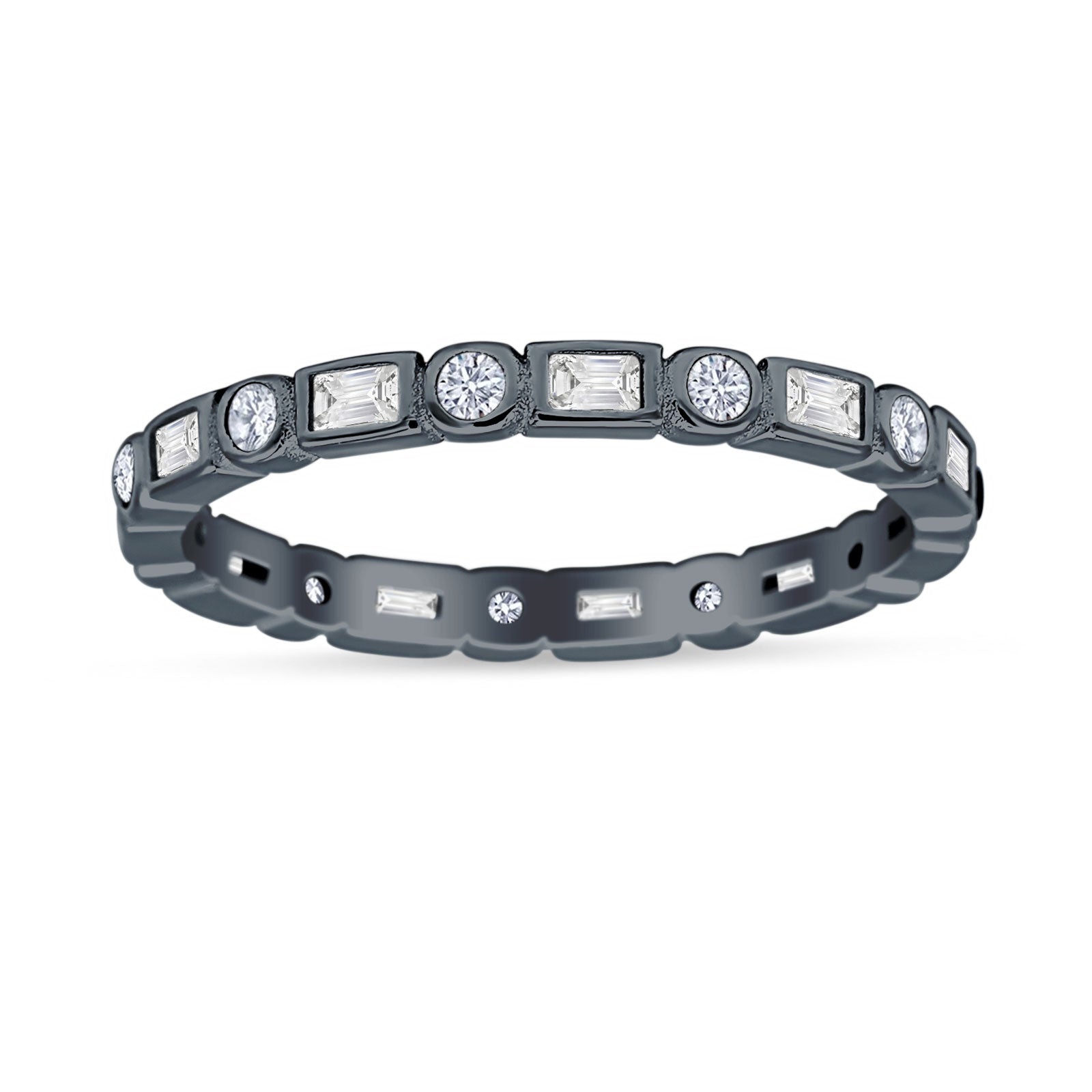Minimalist 2.5mm Full Eternity Band Cubic Zirconia 925 Sterling Silver