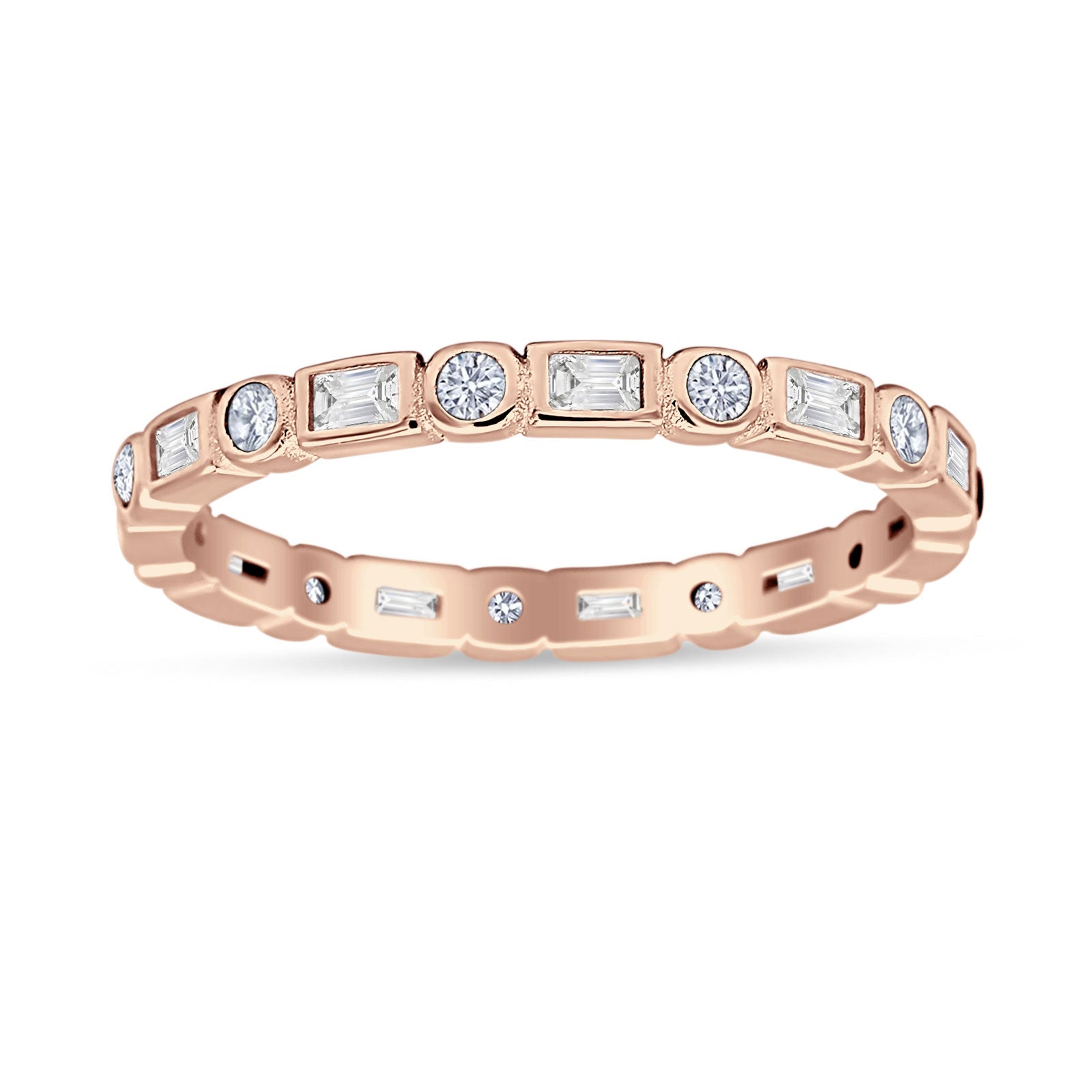 Minimalist 2.5mm Full Eternity Band Cubic Zirconia 925 Sterling Silver