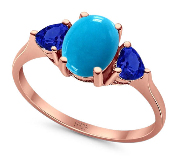 Three Stone Oval Natural Stone Trio Ring