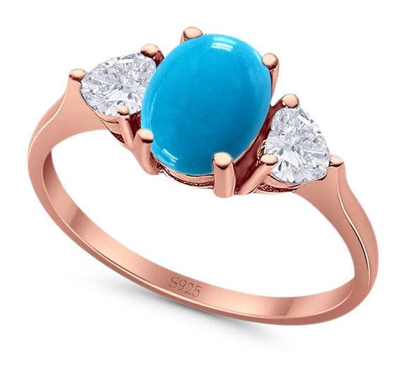 Three Stone Oval Natural Stone Trio Ring