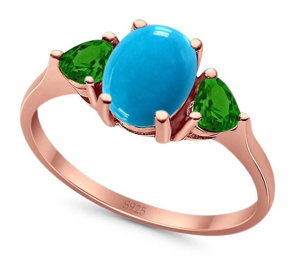 Three Stone Oval Natural Stone Trio Ring