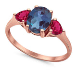 Three Stone Oval Natural Stone Trio Ring