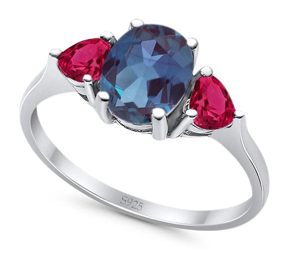 Three Stone Oval Natural Stone Trio Ring